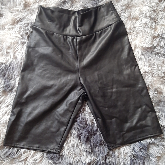 Rainbow Pleather Bike Shorts - Picture 2 of 4